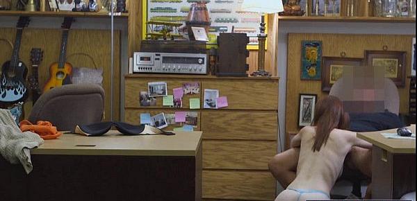  Busty teen Jenny gets a taste of the Pawnshop owner big cock